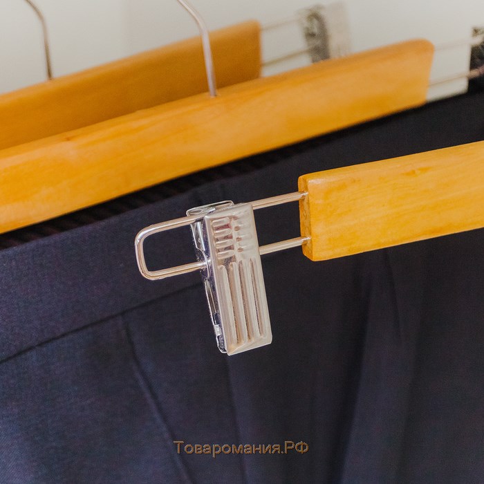 Вешалка для брюк и юбок с зажимами, 33×13 см, цвет светлое дерево