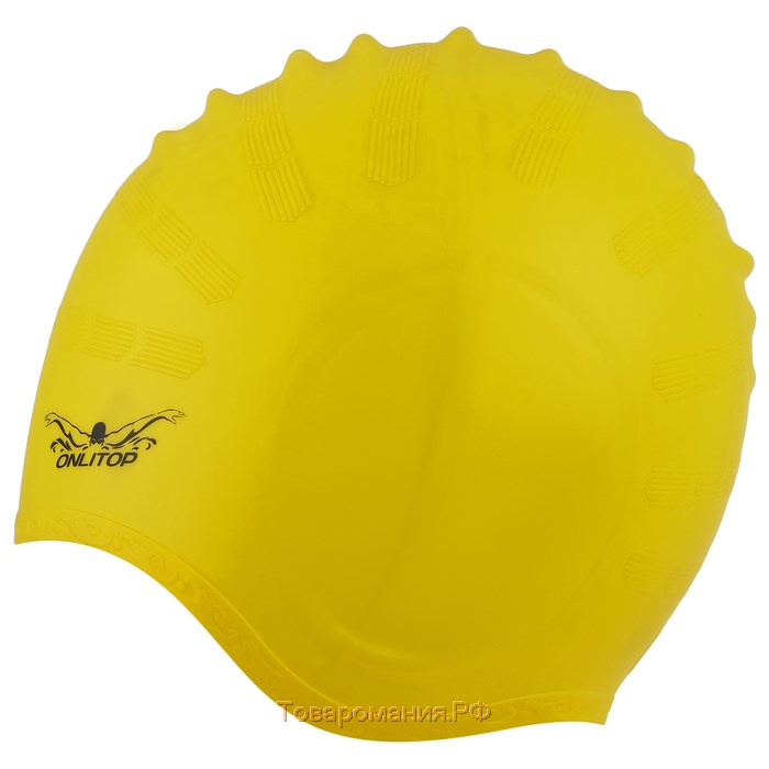 Шапочка для бассейна взрослая силиконовая с ушами, цвета МИКС, обхват 54-60 см