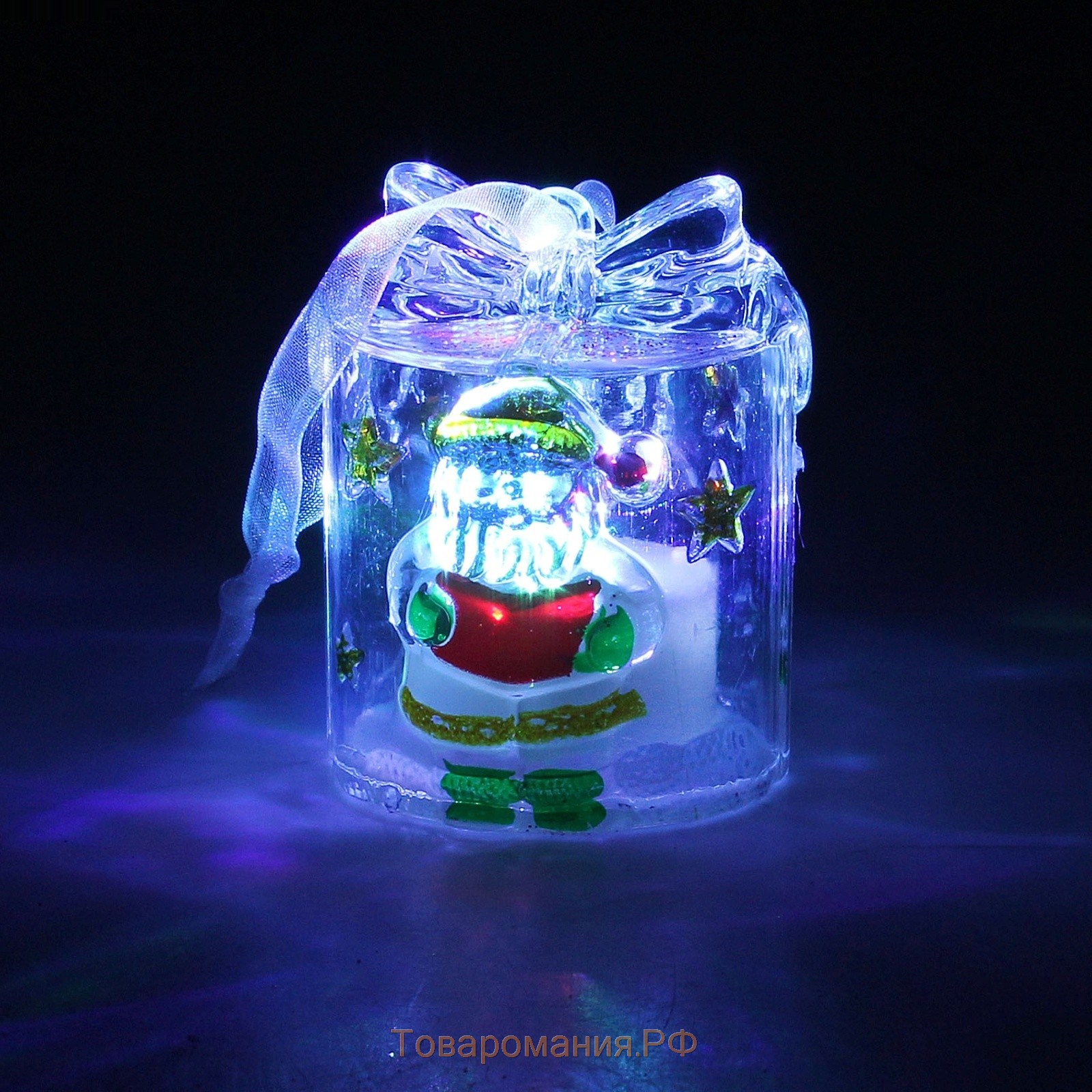 Игрушка световая "Подарок с Дедом Морозом" (батарейки в комплекте) , 1 LED, RGB