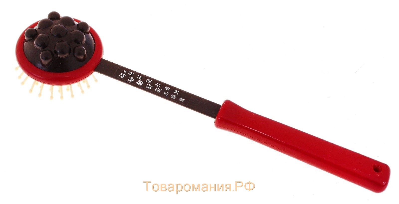 Массажёр-чесалка «Отдых», двусторонний, универсальный, 35 × 6 × 8 см, цвет красный/чёрный