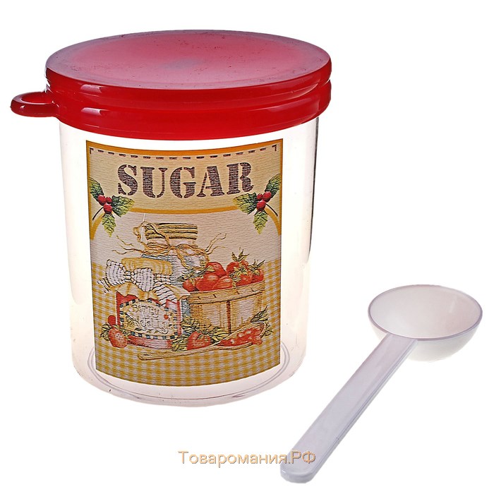 Ёмкость для сыпучих продуктов, «Ассорти. Сахар», 700 мл, с ложкой и крышкой, цвет МИКС