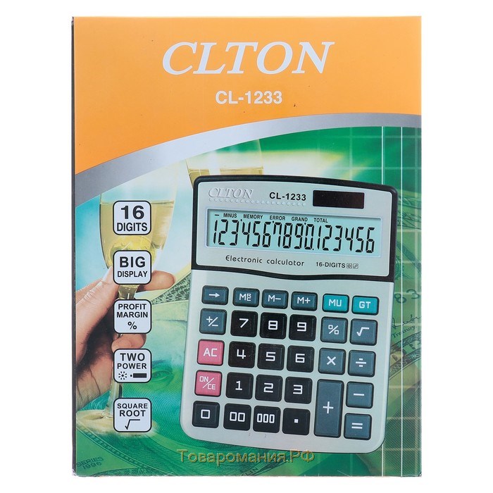 Калькулятор настольный, Clton CL-1233, 16-разрядный