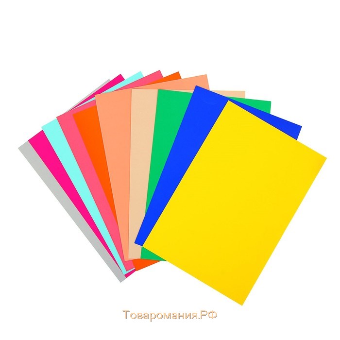 Картон цветной двусторонний А4, 10 листов, 20 цветов "Мультики", мелованный, 190г/м², МИКС