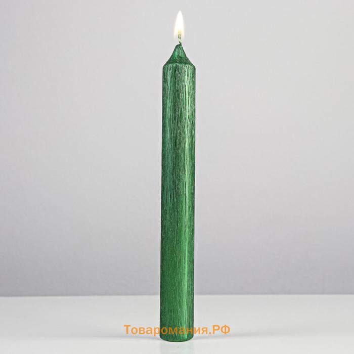Свеча античная "Винтаж", 17х1,8  см, лакированная зеленая