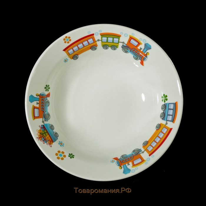 Набор детской посуды "Паровозик", 3 предмета: тарелка 17,5 см, миска 250 мл (d=17,5 см), кружка 260 мл