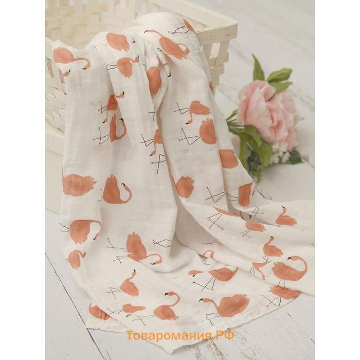 Пеленка муслиновая «Фламинго», размер 110х120 см цвет терракотовый