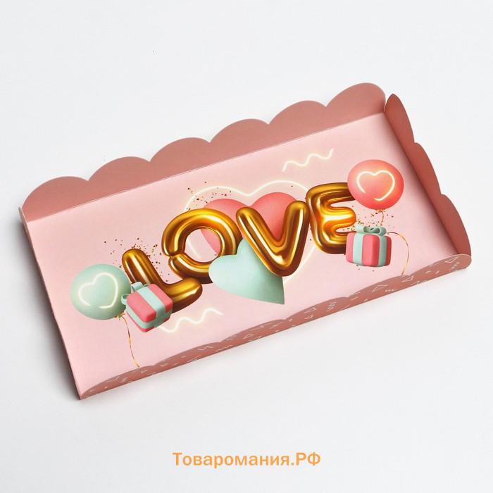 Коробка кондитерская с PVC-крышкой, упаковка, «Воздушная любовь», 10,5 х 21 х 3 см