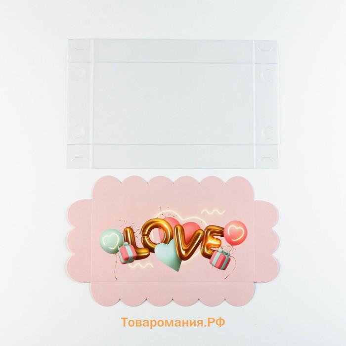 Коробка кондитерская с PVC-крышкой, упаковка, «Воздушная любовь», 10,5 х 21 х 3 см