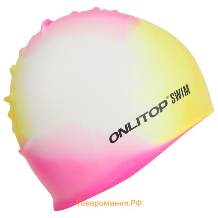 Шапочка для плавания взрослая ONLYTOP Swim, силиконовая, обхват 54-60 см, цвета МИКС