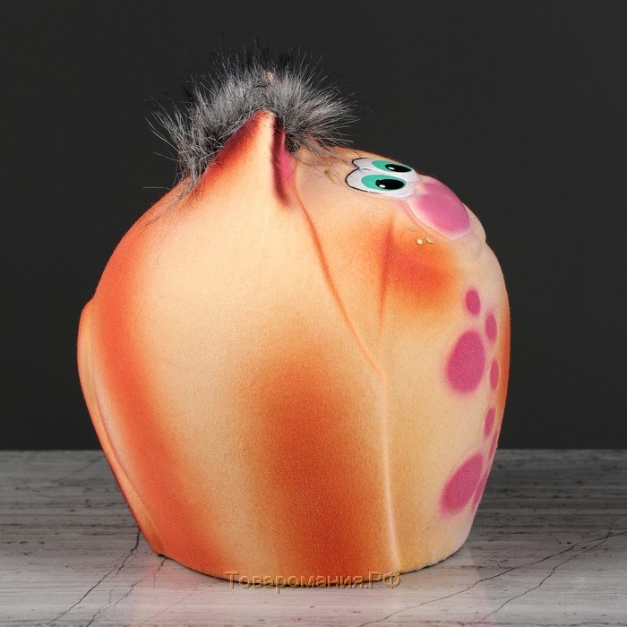 Копилка "Коты Пузыри", покрытие флок, оранжевая, 18 см