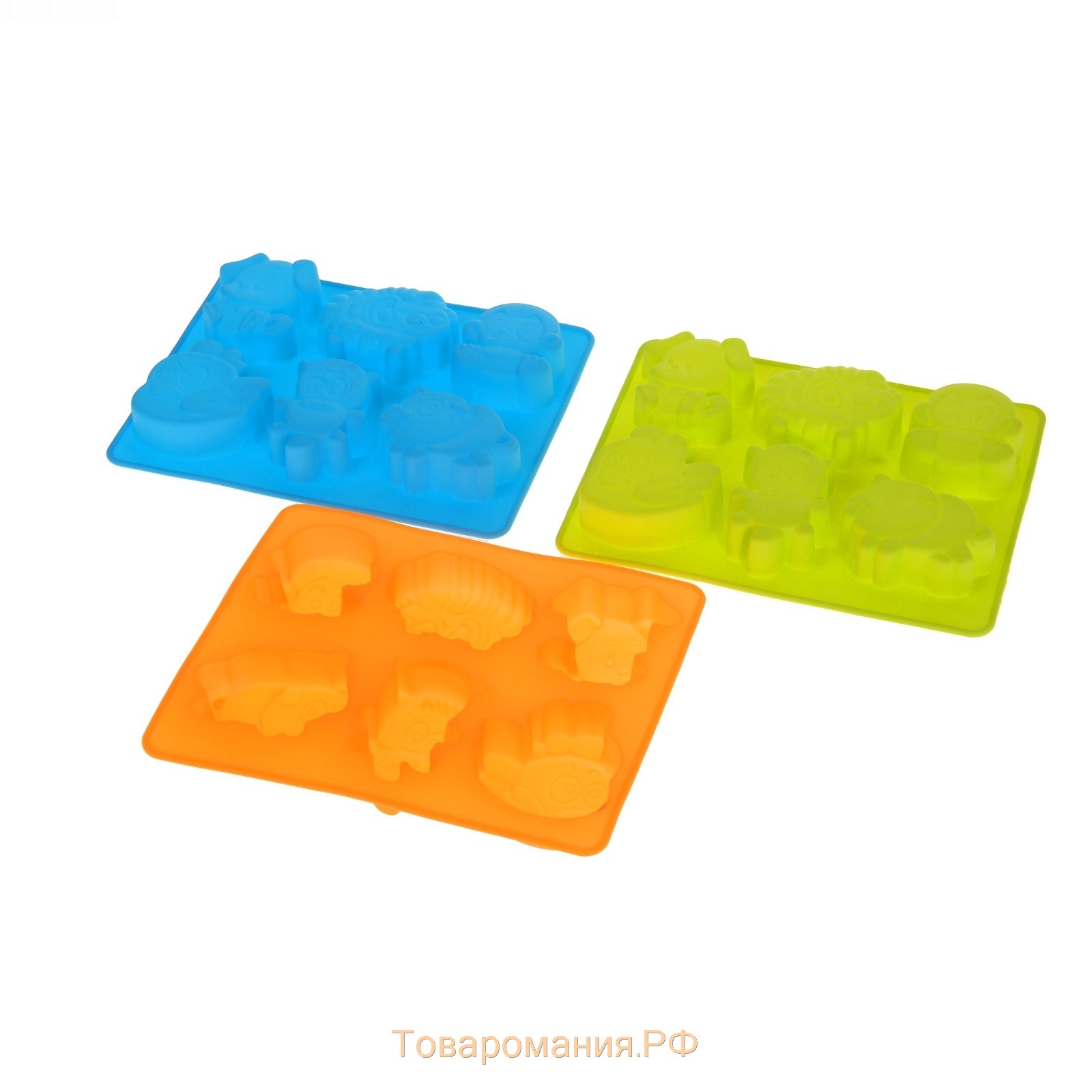 Форма для выпечки «Животные», силикон, 24×20 см, 6 ячеек (6,5×4,5 см), цвет МИКС