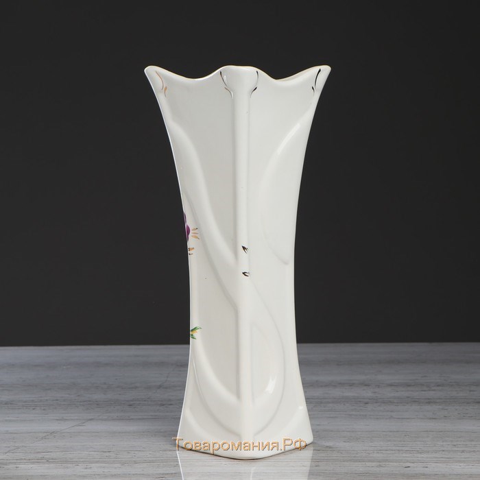 Ваза настольная "Акаша" цветы, белая, 32 см, микс, керамика
