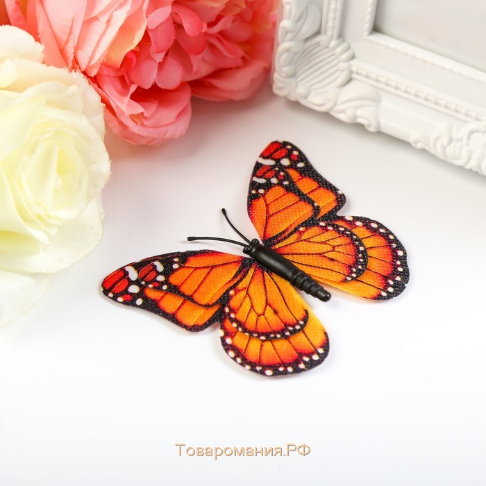 Магнит пластик "Бабочка радуга" двойные крылышки, МИКС 8,2х11,7 см