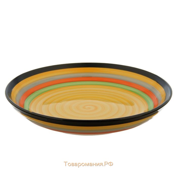 Тарелка керамическая глубокая «Индия», 600 мл, d=20 см, цвет оранжевый