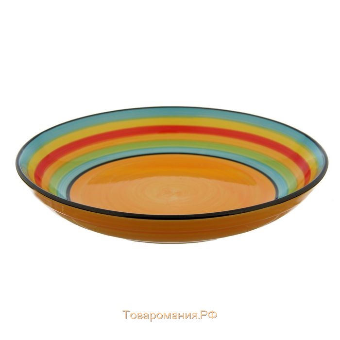 Тарелка керамическая глубокая «Индия», 600 мл, d=20 см, цвет оранжевый