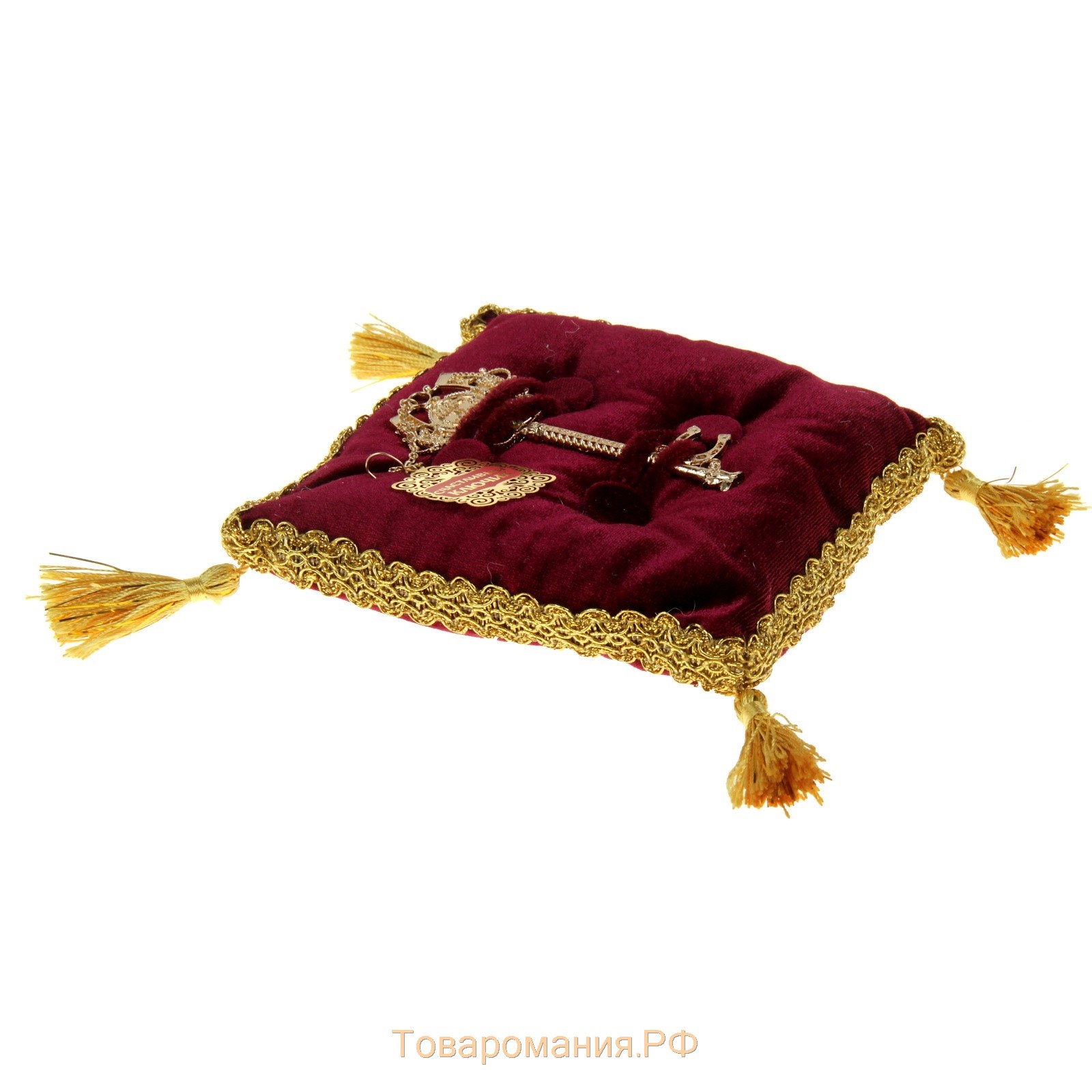 Золотой ключик сувенирный на подушке "К удаче"