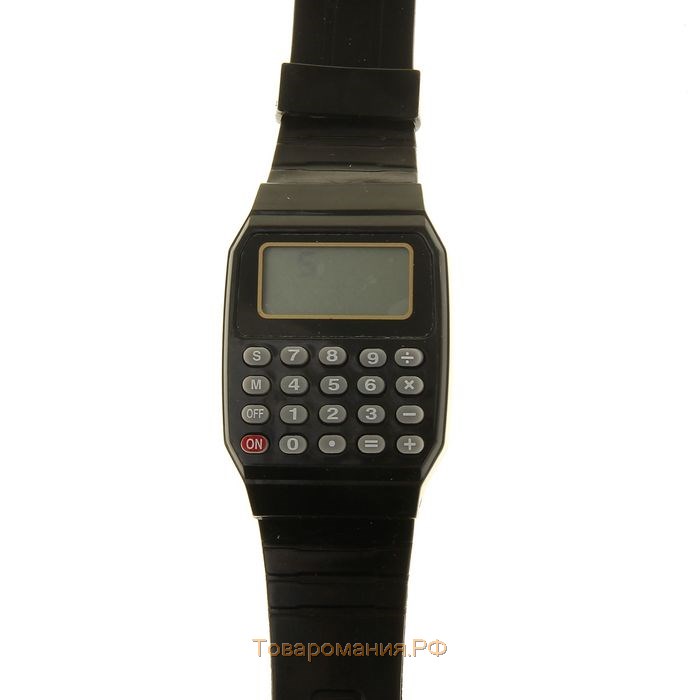 Часы наручные электронные детские, с калькулятором, ремешок силикон, l-21 см, черные