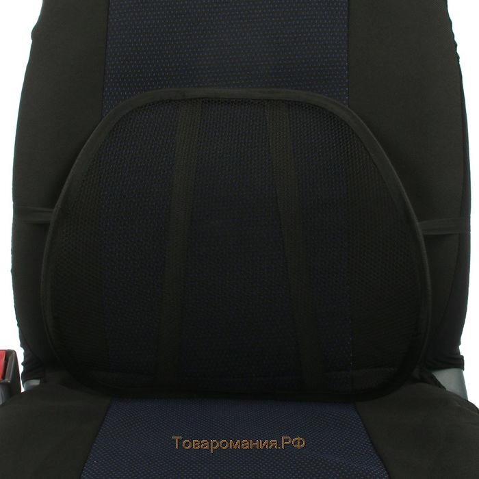 Ортопедическая спинка-подушка упругая на сиденье 38*39 см (усиленная) черная