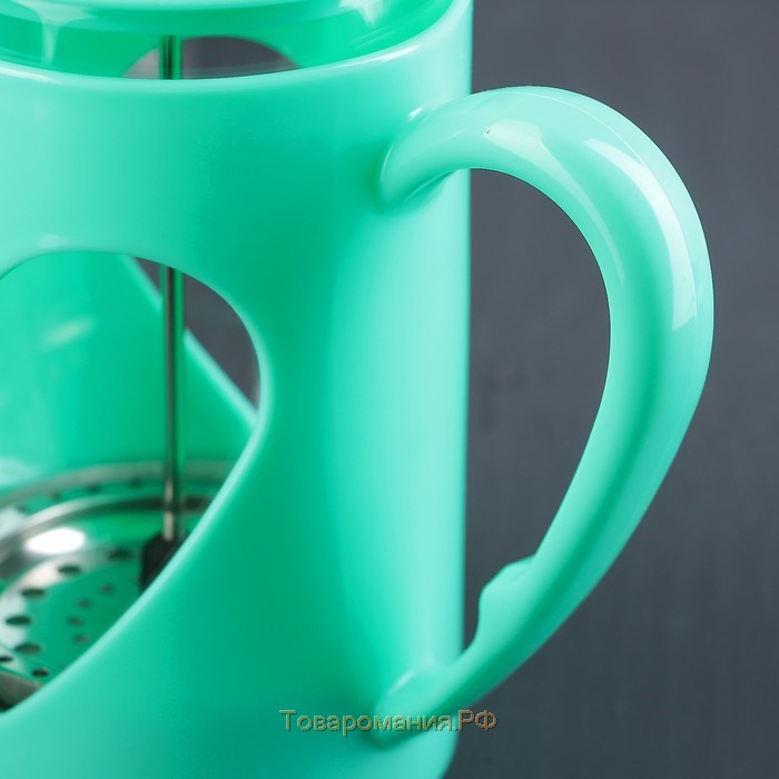 Чайник заварочный френч - пресс «Комплимент», 800 мл, стекло, цвет бирюзовый