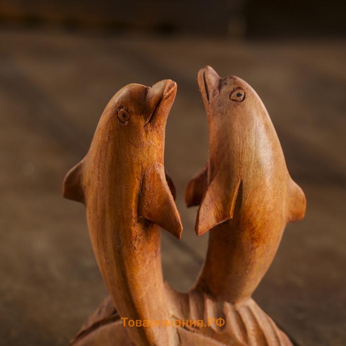 Сувенир дерево "Два дельфина" коричневый цвет 10х7х3 см