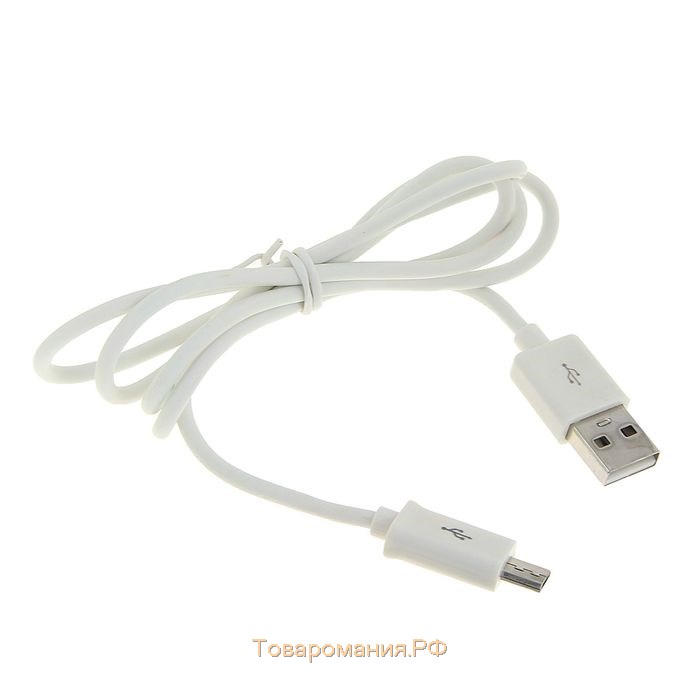 Кабель , microUSB - USB, 1 А, 0.8 м, белый