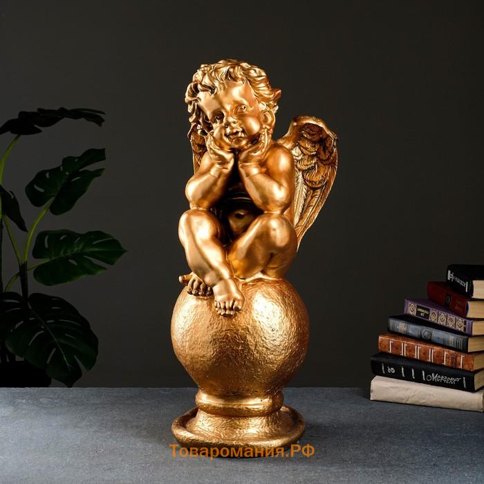 Фигура "Ангел на шаре" большой бронза 22х22х65см