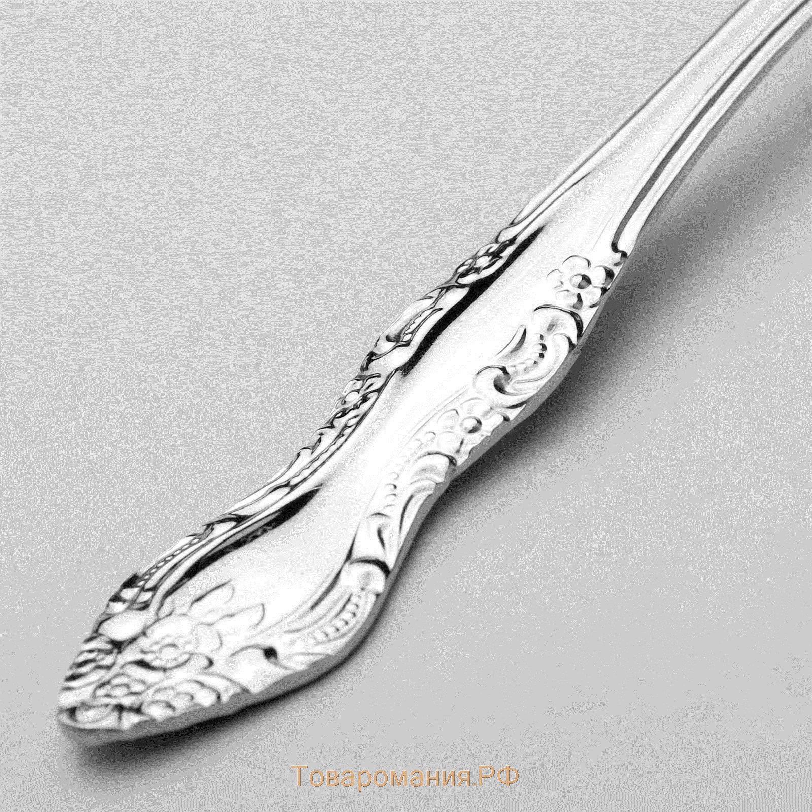 Ложка чайная «Тройка», h=14 см, толщина 1,5 мм, художественная роспись по нитрид-титановому покрытию, цвет ручки серебряный