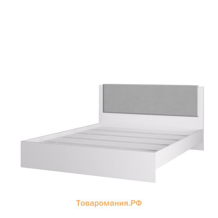 Кровать «Акцент №16М», 1600×2000 мм, цвет белый / цемент светлый / веллюкс сильвер