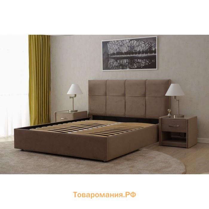 Кровать «Пантеон» без ПМ, 180×200 см, премиум велюр, цвет пески касабланки