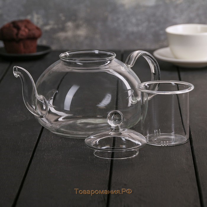 Чайник заварочный со стеклянным ситом, 1 л