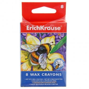 Мелки восковые 8 цветов ErichKrause ArtBerry, диаметр 7 мм, на основе пчелиного воска, европодвес