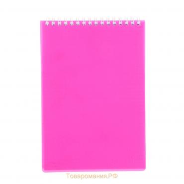 Блокнот А5, 80 листов на гребне DIAMOND НЕОН, пластиковая обложка, розовый