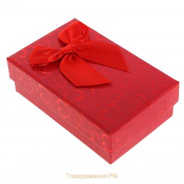 Коробочка подарочная под серьги/кулон/кольцо "Блестящие сердца", 8*5 (размер полезной части 7,5х4,5см), цвет красный