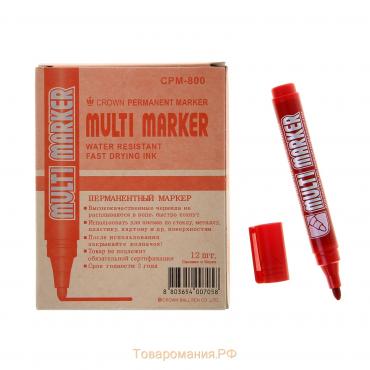 Маркер перманентный 3.0 мм, Crown Multi Marker, красный