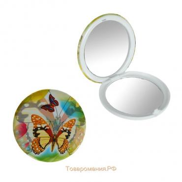 Зеркало складное «Бабочки», d 7,5 см, рисунок МИКС