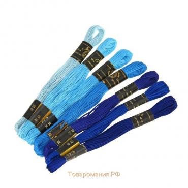 Набор ниток мулине «Цветик-Семицветик», 10 ± 1 м, 7 шт, цвет синий спектр