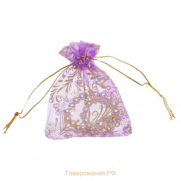 Мешочек подарочный «Розы золотистые», 7×9, цвет фиолетовый