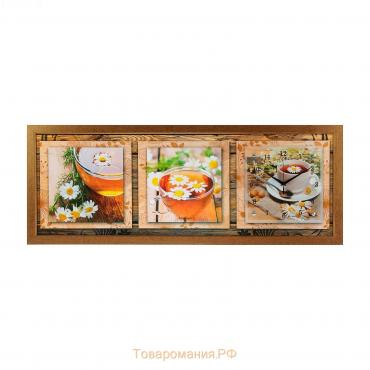 Часы-картина настенные, серия: Цветы, "Ромашковый чай", 35 х 100 см