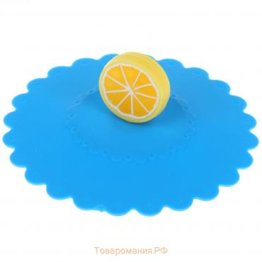 Крышка-непроливайка силиконовая «Лимон», d=11 см, цвет мятный