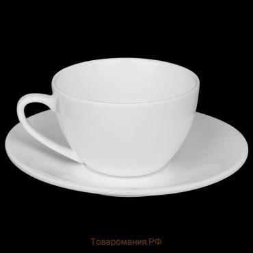 Кофейная пара фарфоровая Wilmax, 2 предмета: чашка 160 мл, блюдце d=14,3 см, цвет белый