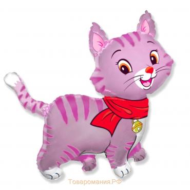 Шар фольгированный 37" «Кошечка с шарфом», цвет розовый