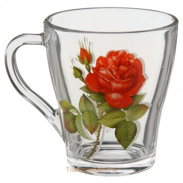 Кружка стеклянная «Алая роза», 250 мл, в подарочной упаковке