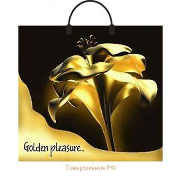 Пакет "Золотой цветок", полиэтиленовый с пластиковой ручкой, 38 х 35 см, 110 мкм