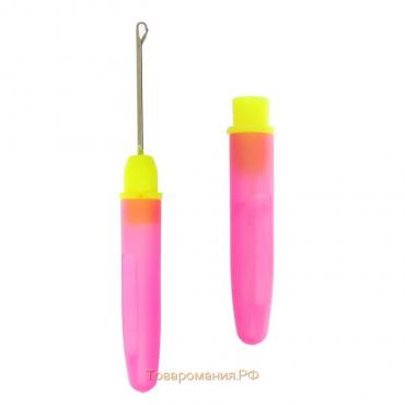 Игла для поднятия петель, с колпачком, 14 см, d = 0,8 мм, цвет розовый/жёлтый