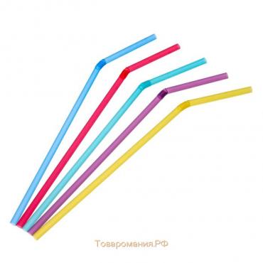 Трубочки одноразовые для коктейля, 0,5×21 см, 250 шт, цвет микс