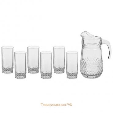 Набор питьевой стеклянный Valse, кувшин 1,3 л, стаканы 290 мл, 6 шт