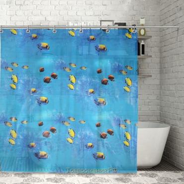 Штора для ванны «Рыбки», 180×180 см, EVA