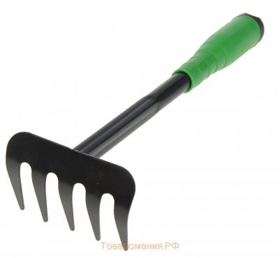 Грабли малые Greengo, прямые, 5 зубцов, длина 28,5 см, металл, пластиковая ручка