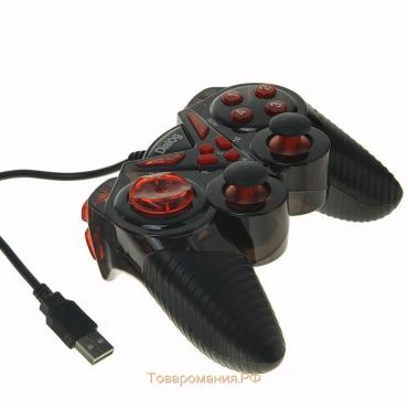 Геймпад Dialog Action GP-A13, проводной, вибрация, для PC, PS2/3, USB, черно-красный