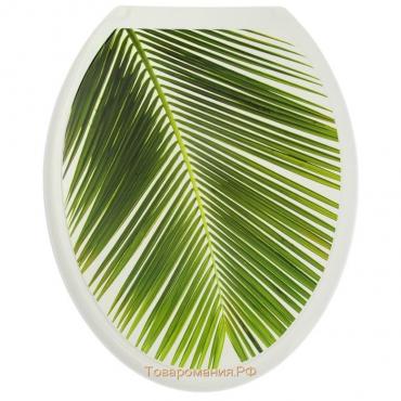 Сиденье для унитаза с крышкой Росспласт «Декор. Пальма»,44,5 х 37,5 см, цвет белый